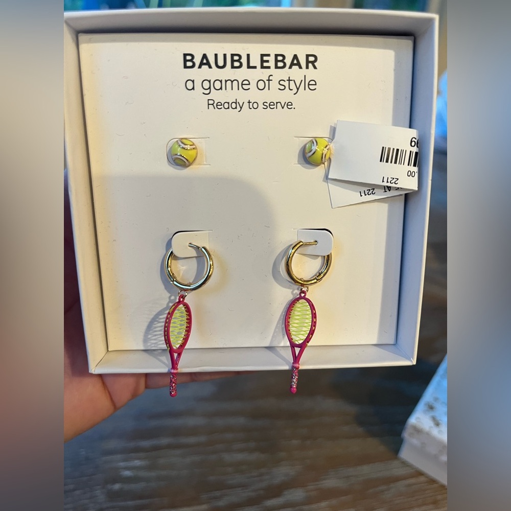 BaubleBar Pink and Yellow Tennis/Pickleball Earrings